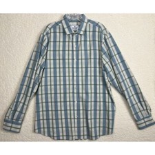 MIZZEN MAIN Shirt Mens XL Trim Fit Performance Stretch Button Down Green Plaid