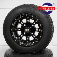 Golf Cart 10 Black Panther Wheelsrims And 20550-10 Dot Low Profile Tires 4 Golf Cart 10 Black Panther Wheelsrims And 20550-10 Dot Low Profile Tires 4