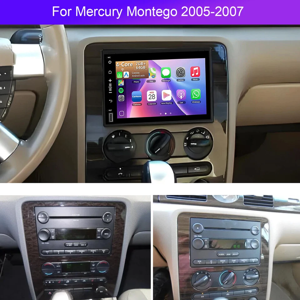 Radio estéreo GPS para automóvil Apple Carplay Android 15 para Mercury Montego 2005 2006 2007 Foto 4 de 4