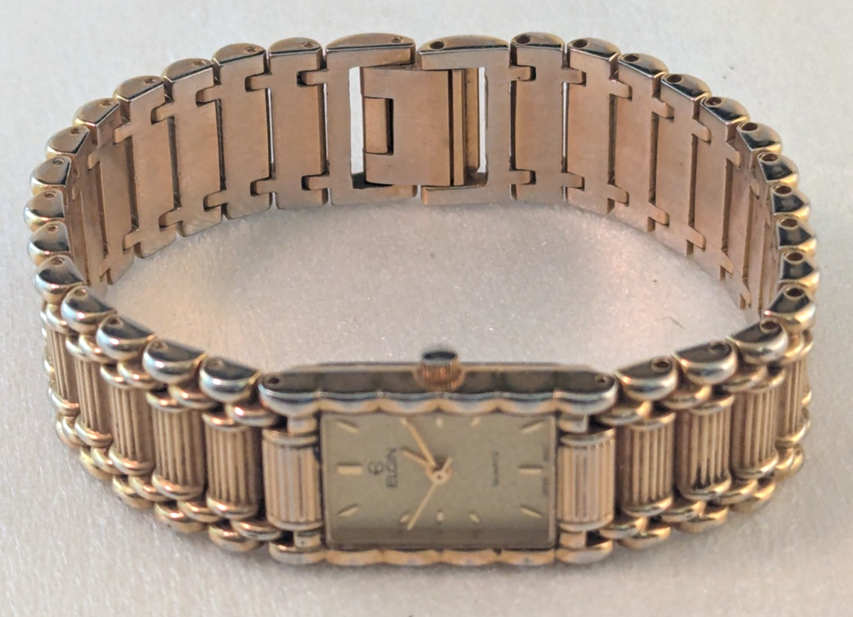 ELGIN ep850-017 elegant golden tone watch with diamond accents Vtg Elgin Ladies 17mm Watch Gold Tone Diamond Bezel Gold  main image 2