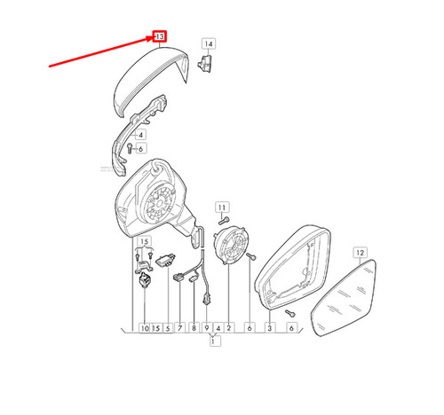 Neuf Volkswagen Tiguan MK2 avant Droit Porte Miroir Cap 5NA857538GRU Véritable - Photo 1/1
