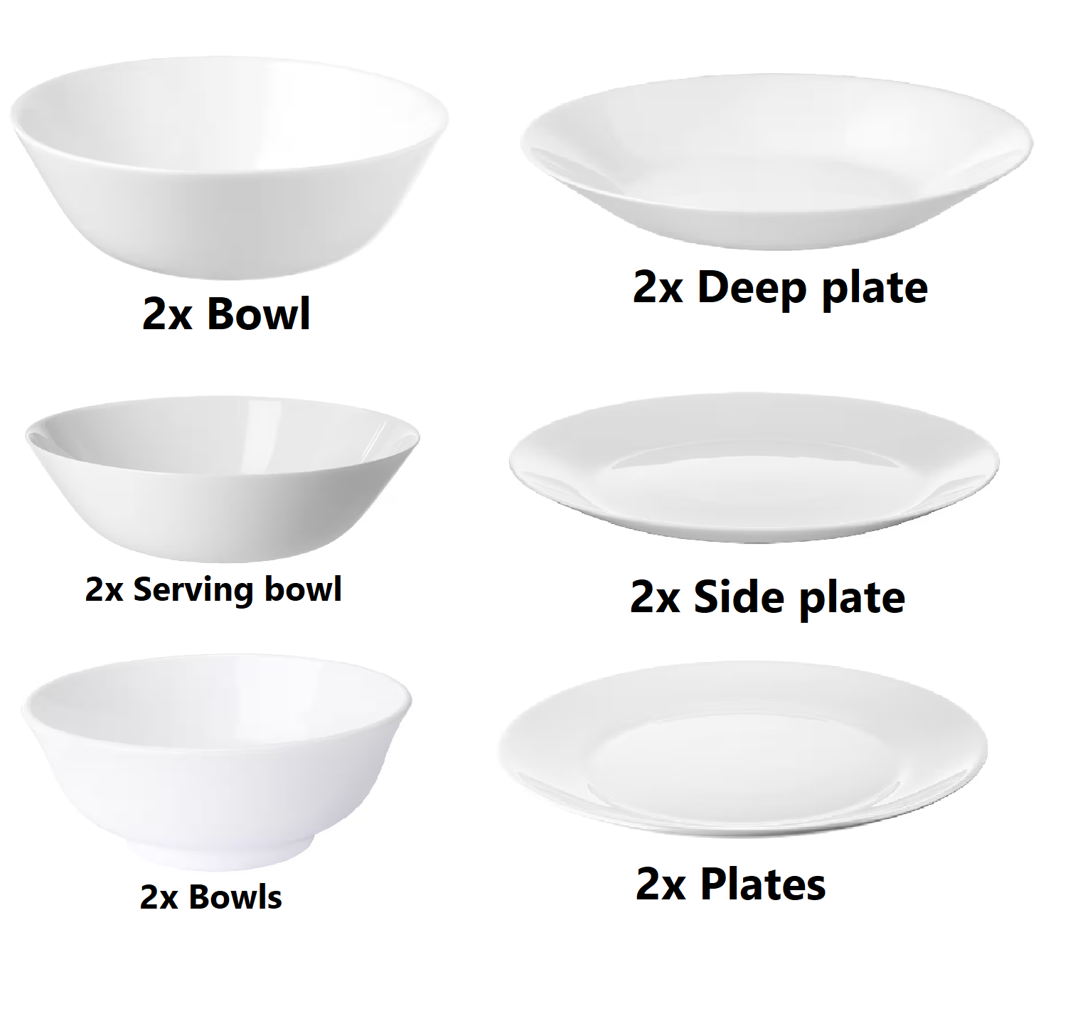 Ikea OFTAST White Dinner Plates, Side/Deep Plates And Bowls, Make Your