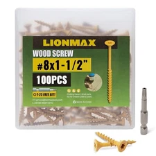 Wood Screws 1-1/2 Inch, Deck Screws #8 X 1-1/2",100 PCS, Rust Resistant