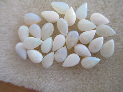 100 Genuine Teardrop Shape Opals - 8x5mm - Pretty White w/ Nice Flecks of Color