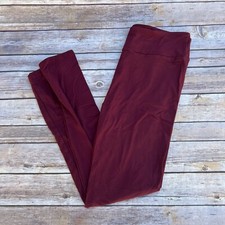 Maroon Burgundy Wine Color Solid Women's Leggings OS One Size 2-12