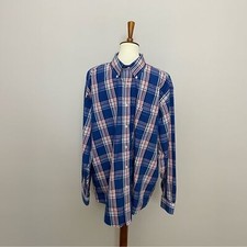 Brooks Brothers Shirt Madison Plaid Non Iron Button Up Pocket Blue Red White