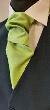 Lime Green Men's  Boy's Dupion Scrunch Tie Cravats and Handkerchief set