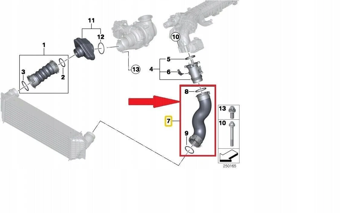 TURBOSCHLAUCH FÜR BMW X3 30dx 35dX 11617823233 LADELUFTSCHLAUCH  - Bild 7 von 7