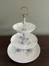 Steubenville Pottery Fairlane 3 Tier Cookie, Fruit, Appetizer Tray