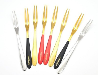 Ocho tenedores para fruta de acero inoxidable 304 - Mini ensaladas coloridas