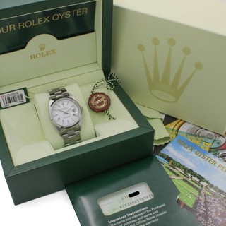 Men's Rolex OP Date Ref.#15200 Full Set 34mm White Roman Dial Watch W261287 1