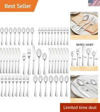 Luxury 50-Piece Stainless Steel Flatware Set for 10 – Perfect for Every Occasion