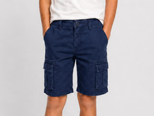 GAP Kids Boys 10 Slim Cargo Shorts Navy Blue Adjustable Waist Button Zip