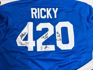 TRAILER PARK BOYS CAST SIGNED RICKY 420 HOCKEY JERSEY COA (5 AUTOS MR. LAHEY )