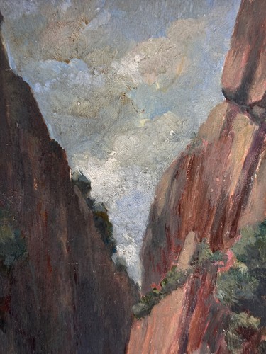 Tableau ancien Montagne Pyrénées AMÉLIE les BAINS les gorges de Mondony 1936 - Photo 2/8