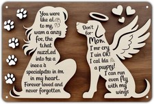 Pet Loss Memorial Tin Metal Signs Home D cor, Vintage Dog and Woman Silhouette