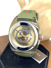 GUCCI Men's Watch YA137106 Sync Swiss Quartz Green Rubber Band 46mm