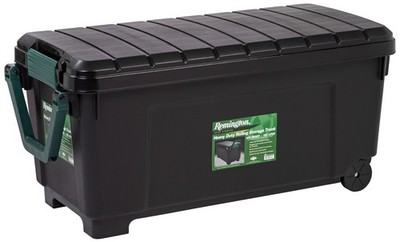 Remington 42 Gal Heavy Duty Plastic Storage Bin Lockable Lid Stackable Black