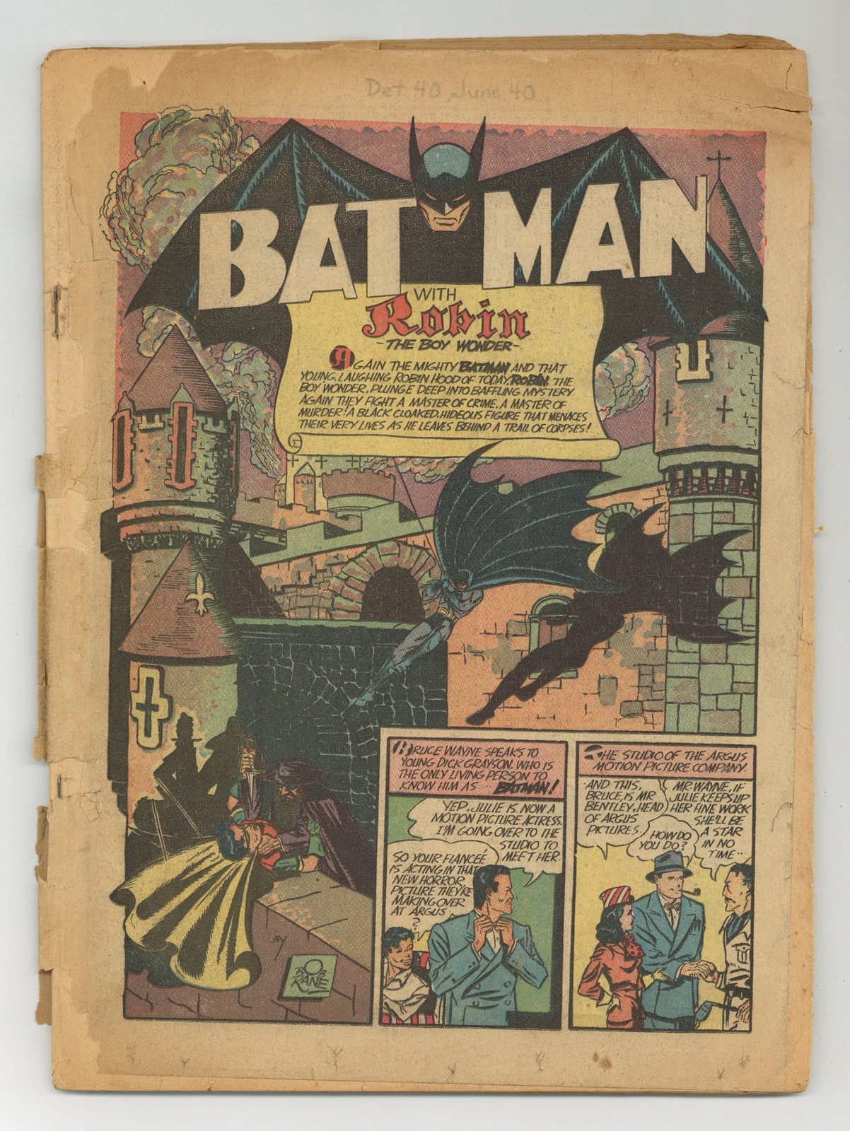 Detective Comics #40 Coverless 0.3 1940 1st app. and origin Clayface