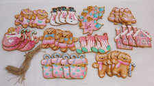 Christmas Tree Wood Ornaments Hanging Gingerbread Snowman 40pcs Houses Stockings