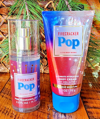 2Pcs     FIRECRACKER POP Bath Body~ MIST/BODY CREAM Travel Size~SHIP FREE