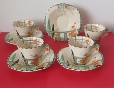 Burleighware coffee cups and saucers: Riviera pattern
