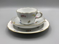 Meissen Kaffee Gedeck Geschirr Streublumen Blümchen Muster Goldrand 2. Wahl