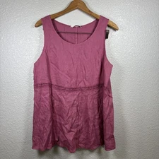 Kleen 55% Linen Tank Top Women's Large Pink Mauve? Sleeveless Flowy Lagenlook