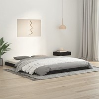 Svvalka Bed Frame without Mattress Black 150x200 cm King Size Solid Wood Pine