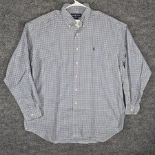 Vintage Ralph Lauren Blake Shirt Mens XL Blue Plaid Long Sleeve Button Down