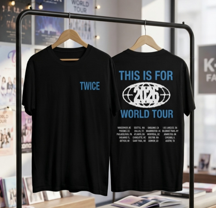 TWICE 2026 World Tour T-Shirt K-pop Fan Merch Black Cotton Tee This Is For Tour