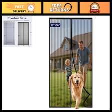 Retractable Magnetic Screen Door 36"x96" - Pet  Kid Friendly, Hands-Free, Bug B