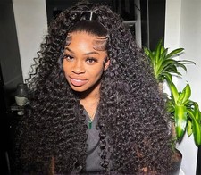 Deep Wave Lace Front Wig Curly Hd Lace Wig Human Hair Water Wave Natural Black