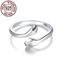 925 Sterlingsilber Love Hug Ring Band offen Finger verstellbar Damenschmuck UK