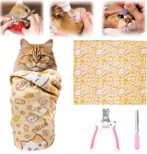 LBU 27.6" X Large Cat Grooming Wrap Self-Adhesive Cat Wrap for Cutting Nails 