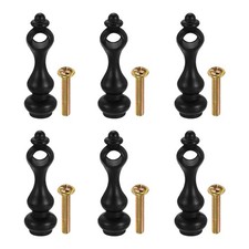 1.6 x 0.4" Gallery Rails, Through-Hole Zinc Alloy Black 6 Pcs