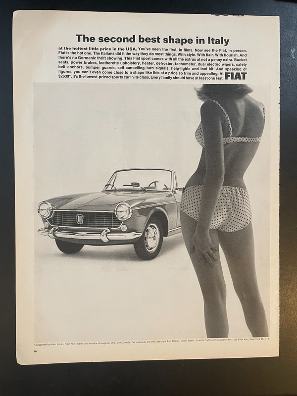 1964 Print Ad: Fiat best shape in Italy - Sexy Bikini  - 13.5 x 10.5 READ