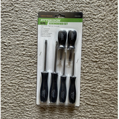 Pittsburgh 6 Pc Screwdriver Set Mixed Torx T15 T20 Phillips/Slotted Black