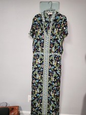 Tory Burch Dress Wisteria Garden Maxi 100% Silk Floral Boho