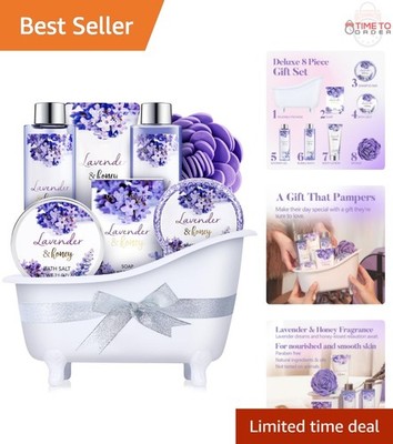 Bath and Body Gift Set Natural Lavender Spa Kit for Women Birthday Holiday