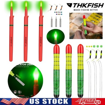 3PCS Fishing Floats Weighted Catfish Pole Floats LED Lighted Bobber Wood Pole