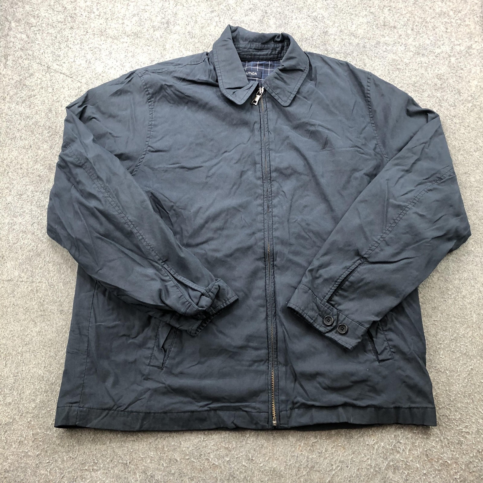Mens Xl Navy Blue Zip Front Lightweight Casual Windbreaker C