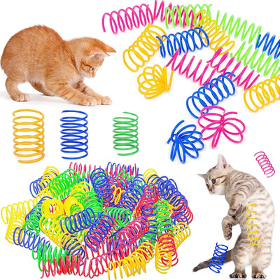 4/200Pcs Cat Spring Toy, Cat Spiral Toys Interactive for Indoor Colorful Cats Pl