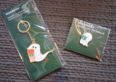 Starbucks Halloween 2025 UK Geist Emaille Pin Anstecker Schlüsselanhänger Konvolut