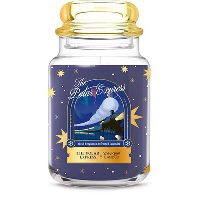 NEW Yankee Candle x Polar Express Fresh Bergamot Frosted Lavender 22oz Glass Jar