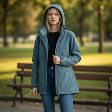 Avalanche Softshell Jacket Womens XL Blue Gray Excellent Hooded Fleece Lined