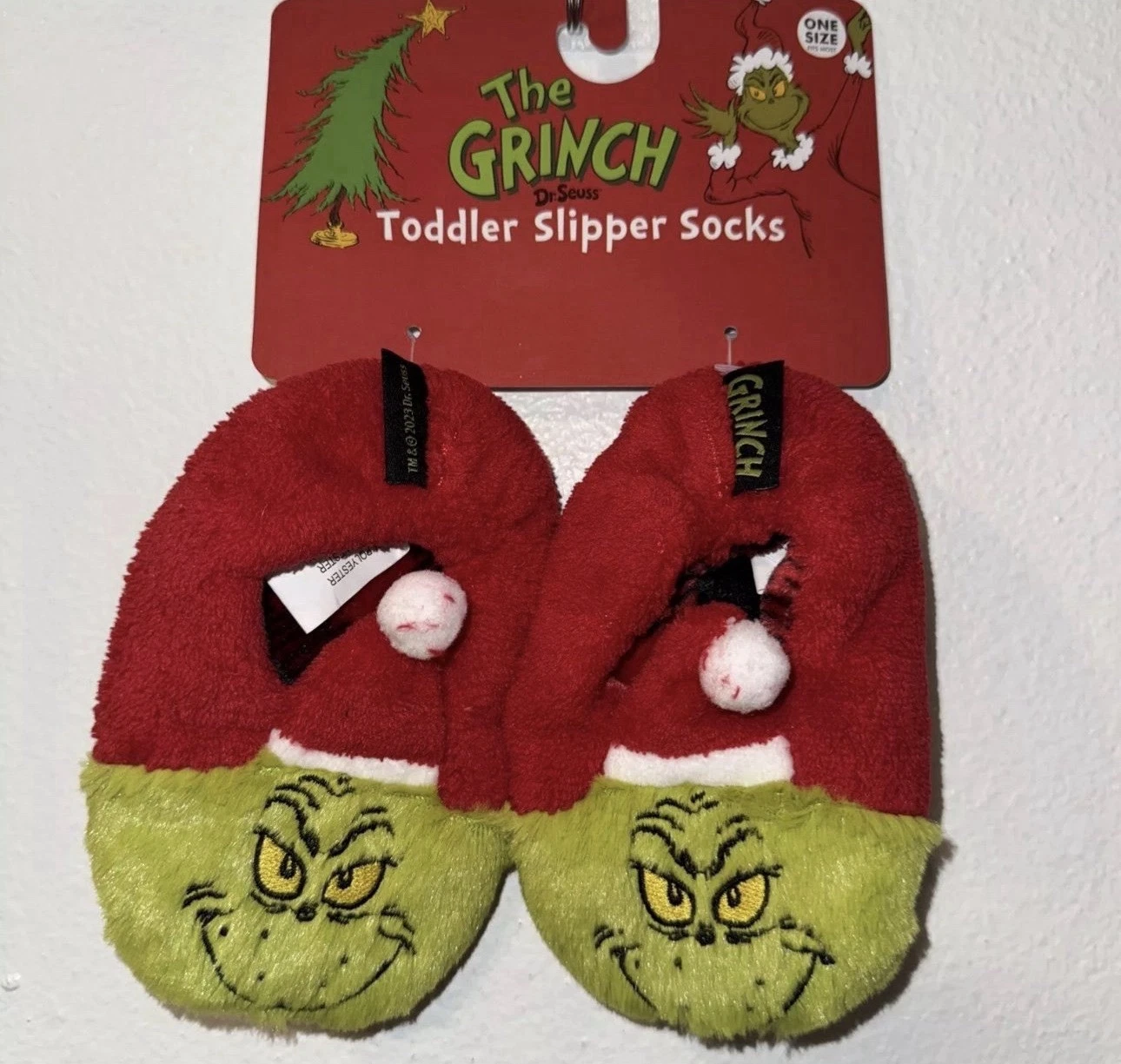Grinch Toddler Slipper Socks One Size new 15 cm