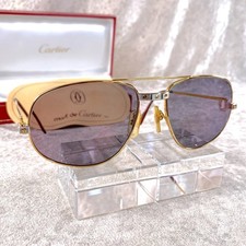 Occhiali da sole Cartier vintage Santos montatura oro 58-18-140 con custodia