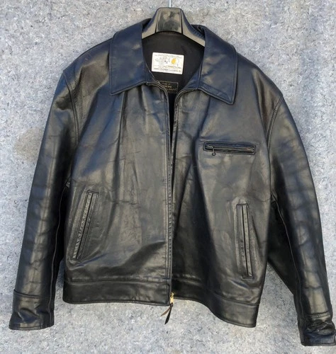 AERO OF SCOTLAND BLACK FRONT QUARTER HORSEHIDE HIGHWAYMAN w/STORM CUFFS SIZE 52 - product listing photo