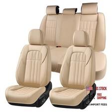 Seat Cover, Leather Car Seat Covers Full Set, Waterproof Car FullSet Beige